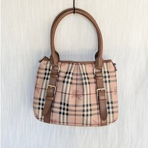 Burberry Northfield Haymarket Tote with Strap Light Brown Leather ITTIVGRO58CAL